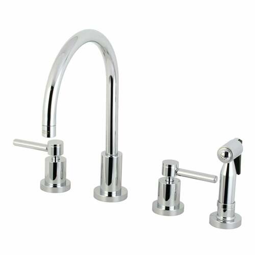 Kingston Brass KS8721DLBS Concord Widespread Kitchen Faucet with Brass Sprayer, Polished Chrome
