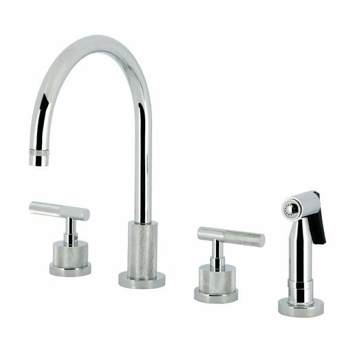 Kingston Brass KS8721KNLBS Convergent Double-Handle 4-Hole Widespread Kitchen Faucet, Polished Chrome