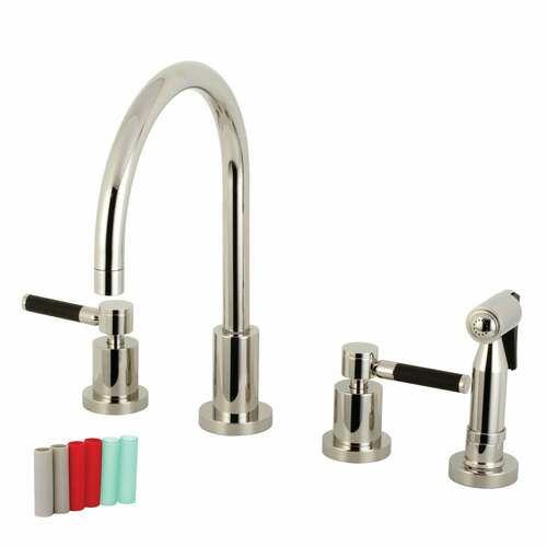 Kingston Brass KS8726DKLBS Kaiser Widespread Kitchen Faucet with Brass Sprayer, Polished Nickel