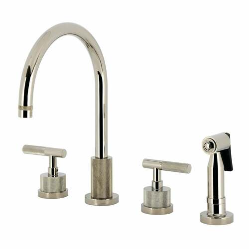 Kingston Brass KS8726KNLBS Convergent Double-Handle 4-Hole Widespread Kitchen Faucet, Polished Nickel