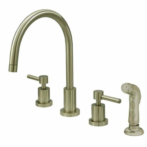 Kingston Brass KS8728DL Concord Double-Handle Widespread Kitchen Faucet with Sprayer, Brushed Nickel