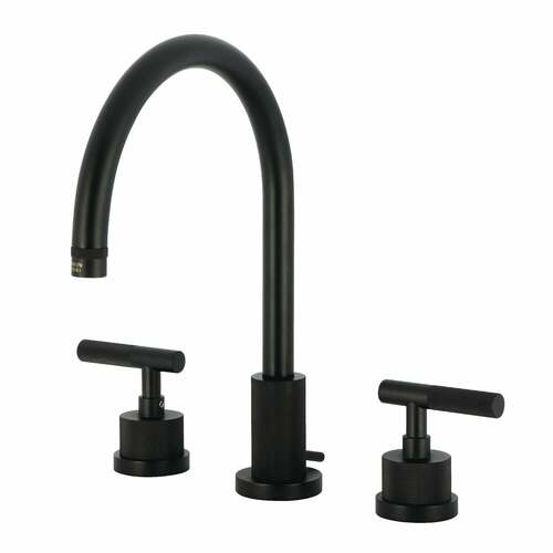 Kingston Brass KS8920KNL Convergent Matte Black Widespread Bathroom Faucet with Knurled Handles