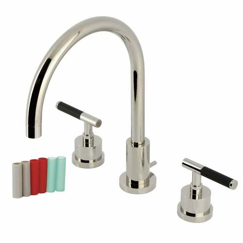 Kingston Brass KS8926CKL Kaiser Polished Nickel Widespread Bathroom Faucet with Brass Pop-Up
