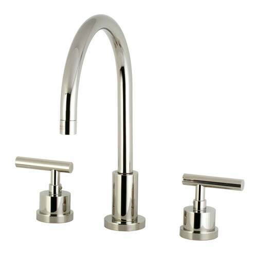 Kingston Brass KS8926CML Manhattan Widespread Bathroom Faucet, Brass Pop-Up, Polished Nickel