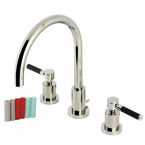 Kingston Brass KS8926DKL Kaiser Polished Nickel Widespread Bathroom Faucet with Brass Pop-Up