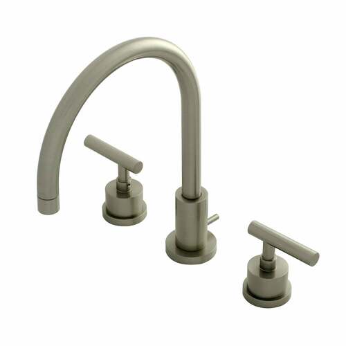 Kingston Brass KS8928CML Manhattan Widespread Bathroom Faucet, Brass Pop-Up, Brushed Nickel