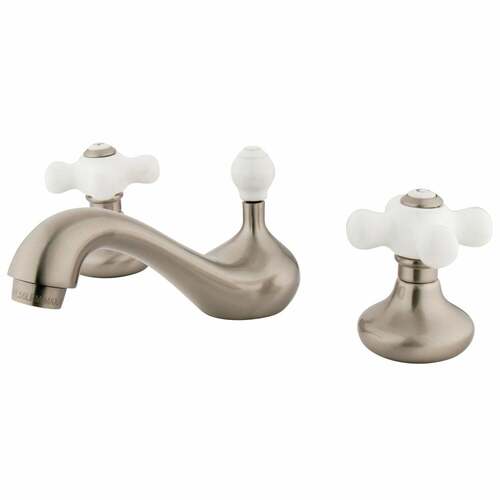 Kingston Brass KS948CX Brushed Nickel Widespread Bathroom Faucet with ABS Pop-Up Drain