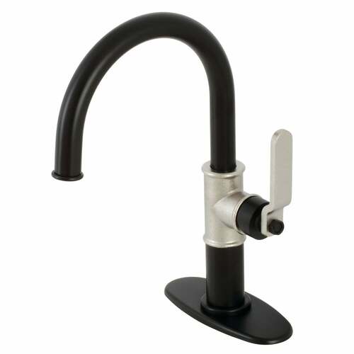 Kingston Brass KSD2236KL Whitaker One-Handle Bathroom Faucet with Deck Plate, Matte Black/Nickel