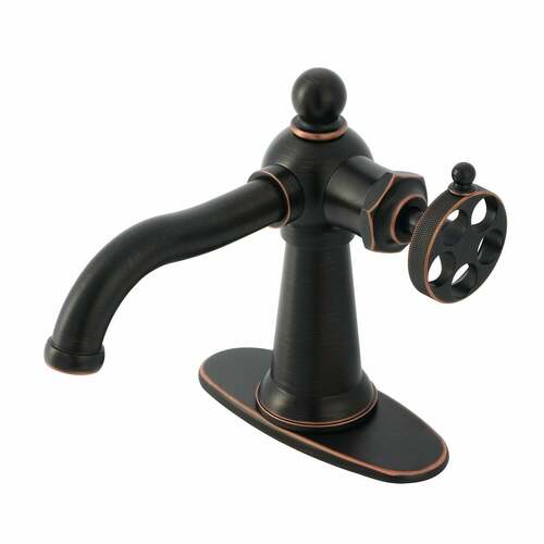 Kingston Brass KSD354RKZNB Wendell One-Handle Bathroom Faucet with Knurled Handle, Naples Bronze