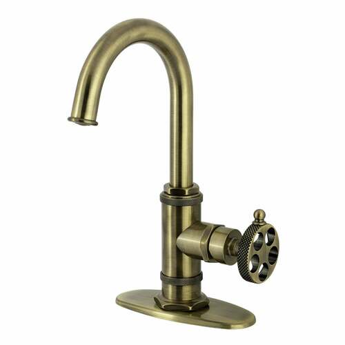 Kingston Brass KSD8503RKX Webb Antique Brass Single-Handle Bar Faucet with Knurled Handle