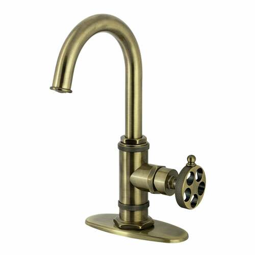 Kingston Brass KSD8503RKZ Wendell Antique Brass Single-Handle Bar Faucet with Knurled Handle