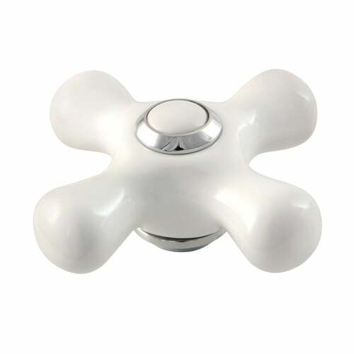 Kingston Brass KSDH23615PX Porcelain Cross Handle Diverter for Tub Filler, Polished Chrome