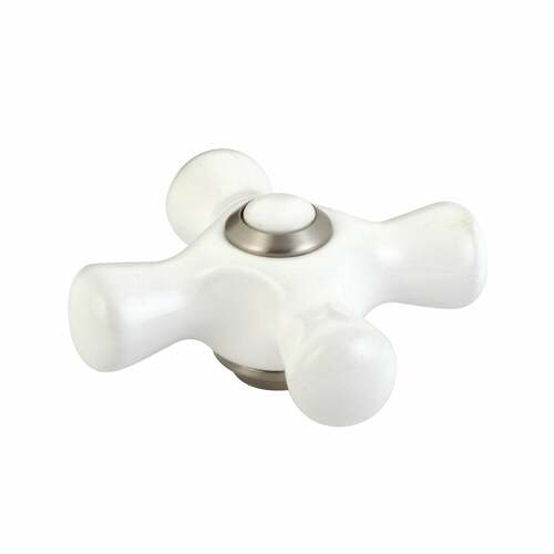 Kingston Brass KSDH23685PX Brushed Nickel Porcelain Cross Handle Diverter for Tub Filler