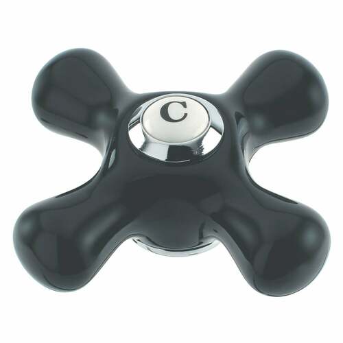 Kingston Brass KSH1161PKXC Duchess Black Porcelain Cross Handle (Cold), Polished Chrome