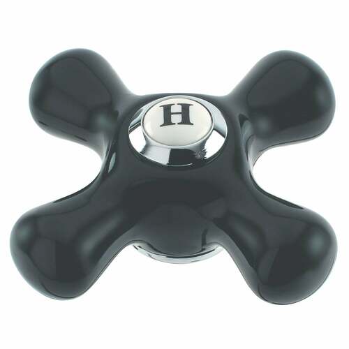 Kingston Brass KSH1161PKXH Duchess Black Porcelain Cross Handle (Hot), Polished Chrome