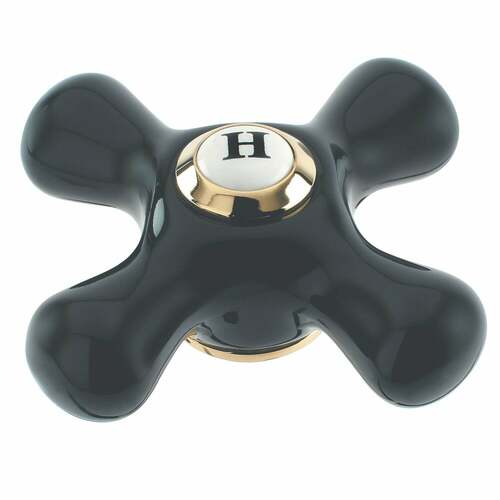 Kingston Brass KSH1162PKXH Duchess Black Porcelain Cross Handle (Hot), Polished Brass