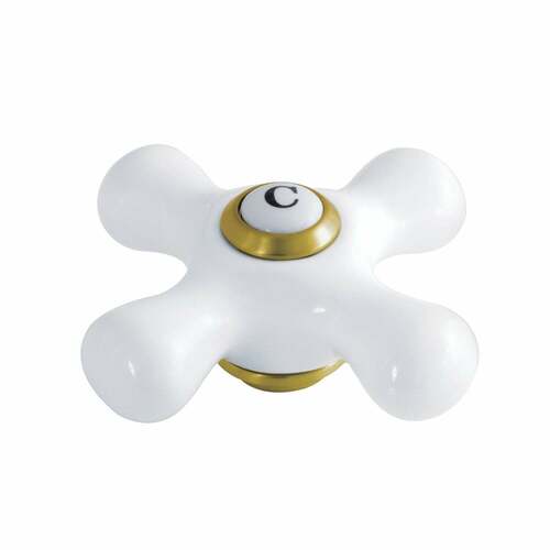 Kingston Brass KSH1167PXC Brushed Brass Porcelain Cross Handle (Cold Side)