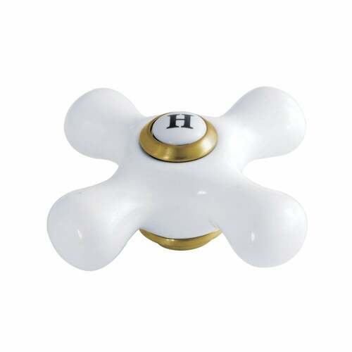 Kingston Brass KSH1167PXH Brushed Brass Porcelain Cross Handle (Hot Side)