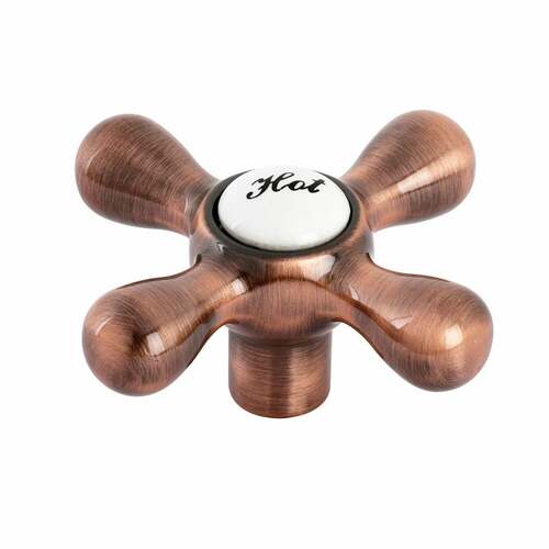Kingston Brass KSH213ACH Antique Copper Zinc Alloy Cross Handle (Hot Side)