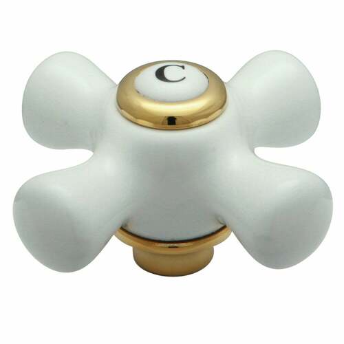 Kingston Brass KSH3222PXC Porcelain Cross Handle (Cold), Polished Brass