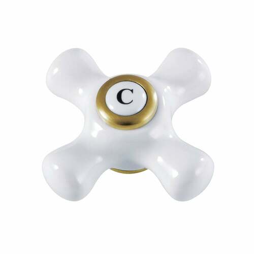 Kingston Brass KSH3227PXC Brushed Brass Porcelain Cross Handle (Cold Side)