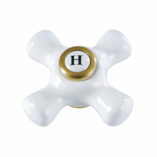 Kingston Brass KSH3227PXH Brushed Brass Porcelain Cross Handle (Hot Side)