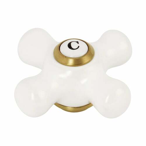 Kingston Brass KSH3607PXC Brushed Brass Porcelain Cross Handle (Cold Side)