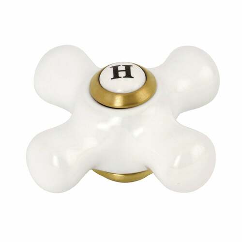 Kingston Brass KSH3607PXH Brushed Brass Porcelain Cross Handle (Hot Side)