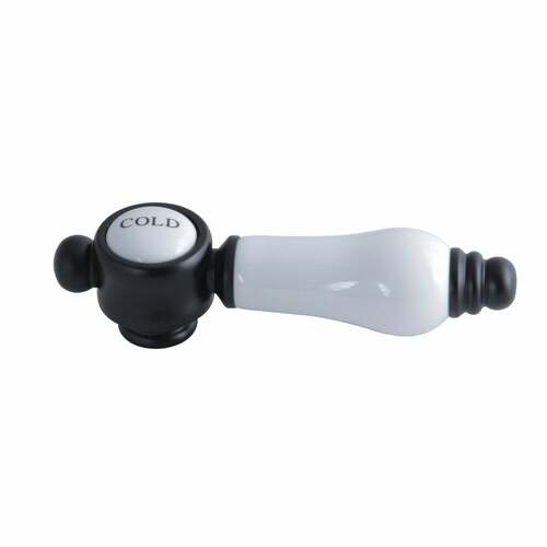 Kingston Brass KSH7610BPLC Bel-Air Brass Cold Side Handle with Porcelain Lever, Matte Black