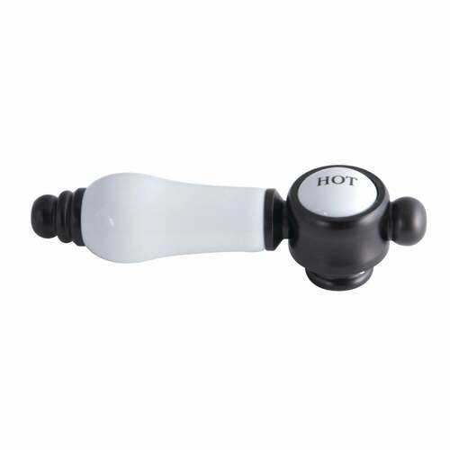 Kingston Brass KSH7610BPLH Bel-Air Matte Black Brass Hot Side Lever Handle with Porcelain