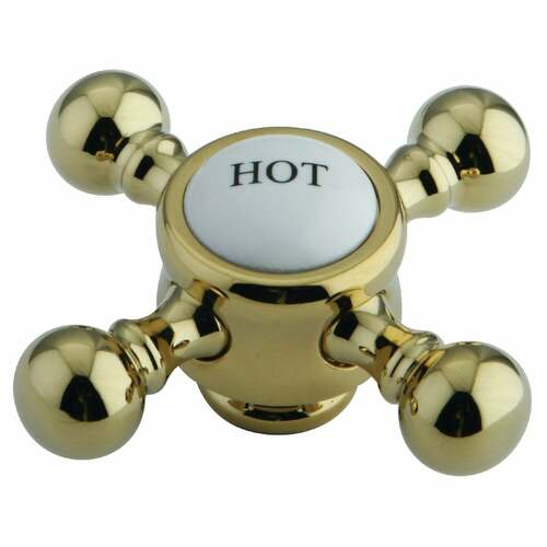 Kingston Brass KSH7612BXH Polished Brass Metal Cross Handle (Hot Side)