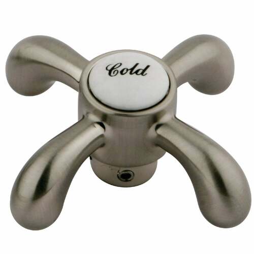 Kingston Brass KSH7988TXC Brass Cross Handle (Cold), Brushed Nickel