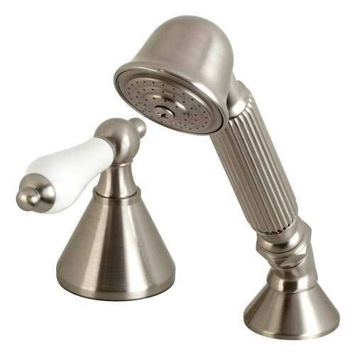 Kingston Brass KSK2368PLTR Brushed Nickel Deck Mount Hand Shower with Diverter for Roman Tub