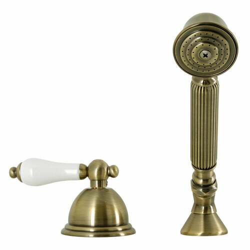 Kingston Brass KSK3353PLTR Antique Brass Deck Mount Hand Shower with Diverter for Roman Tub Faucet