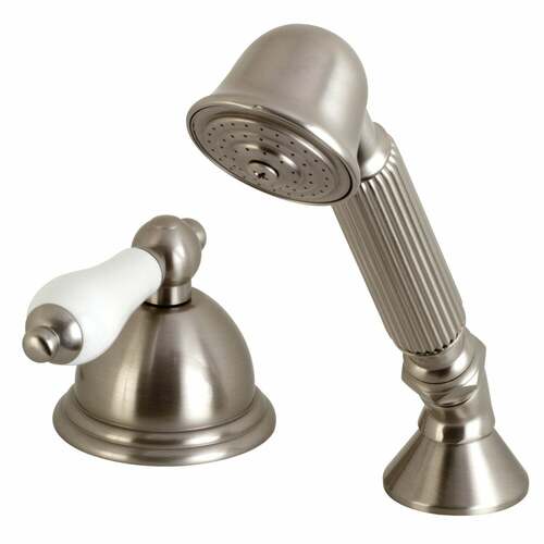 Kingston Brass KSK3358PLTR Brushed Nickel Deck Mount Hand Shower with Diverter for Roman Tub
