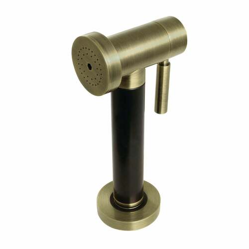 Kingston Brass KSSPR3K Antique Brass Kitchen Side Sprayer with Black Grip