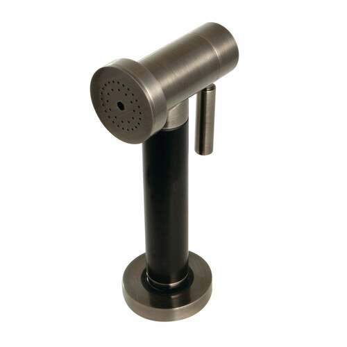 Kingston Brass KSSPR4K Brass Kitchen Side Sprayer with Black Grip - Black Stainless Finish