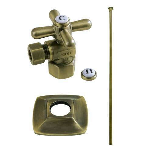 Kingston Brass KTK110P3 Gehry Traditional Toilet Trim Kit with Flange, Antique Brass