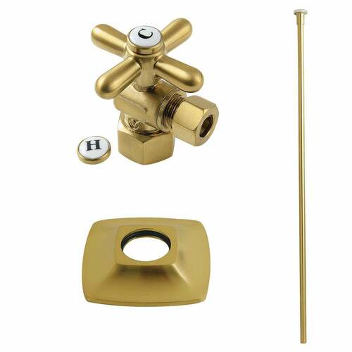 Kingston Brass KTK110P7 Gehry Traditional Toilet Trim Kit with Flange, Brushed Brass