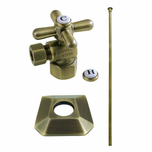 Kingston Brass KTK130P3 Trapeze Antique Brass Toilet Trim Kit with Flange
