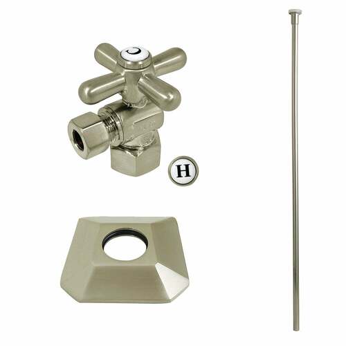 Kingston Brass KTK130P8 Trapeze Traditional Toilet Trim Kit with Flange, Brushed Nickel