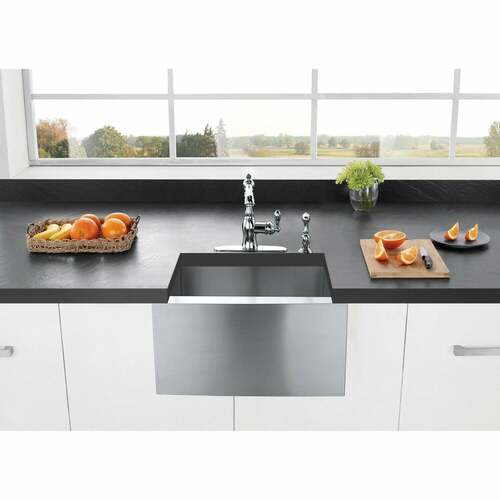 Kingston Brass KUF212110BN Gourmetier Brushed Apron Front Farmhouse Single Bowl Kitchen Sink