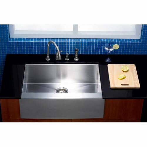 Kingston Brass KUF302110BN Gourmetier Brushed Apron Front Farmhouse Single Bowl Kitchen Sink