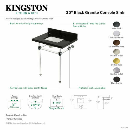 Kingston Brass KVPK30KASQ6 Templeton 30