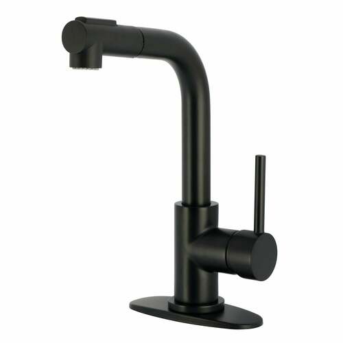 Kingston Brass LS2410DL Concord Matte Black Single-Handle Pull-Out Sprayer Bar Faucet