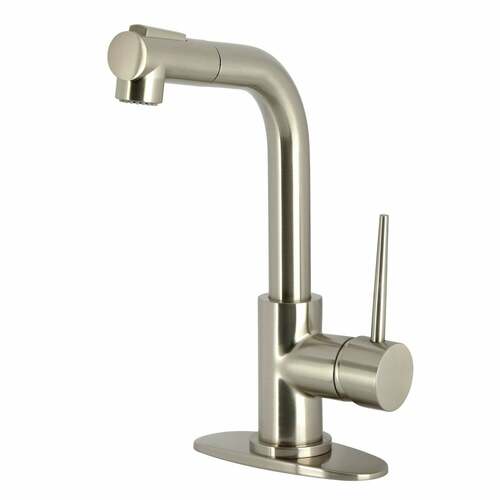 Kingston Brass LS2418NYL New York Single-Handle Pull-Out Sprayer Bar Faucet, Brushed Nickel
