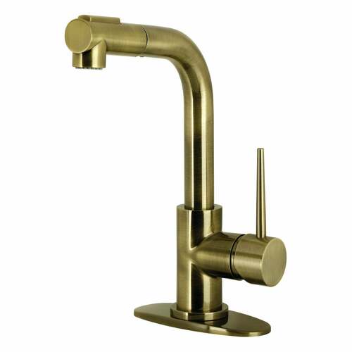 Kingston Brass LS241NYLAB New York Antique Brass Single-Handle Pull-Out Bar Faucet