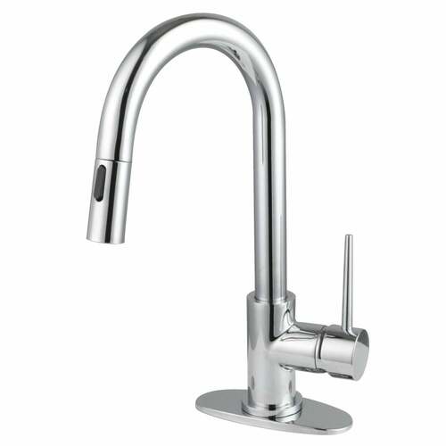 Kingston Brass LS2461NYL New York One-Handle Deck Mount Bar Faucet with Pull Down Sprayer, Chrome