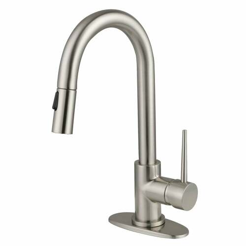 Kingston Brass LS2468NYL New York Brushed Nickel One-Handle Bar Faucet with Pull Down Sprayer