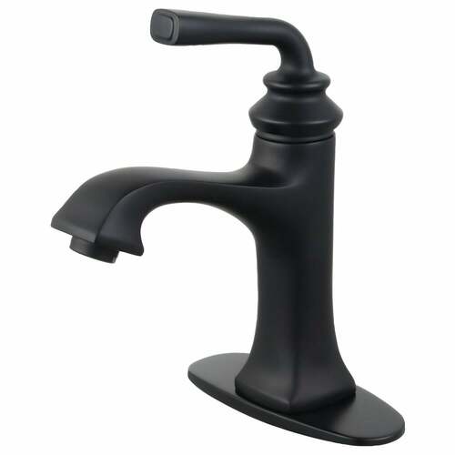 Kingston Brass LS4420RXL Restoration One-Handle Bathroom Faucet with Deck Plate, Matte Black